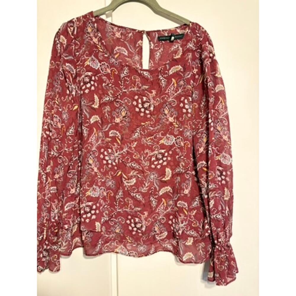 White House Black Market blouse size 12 sheer paisley